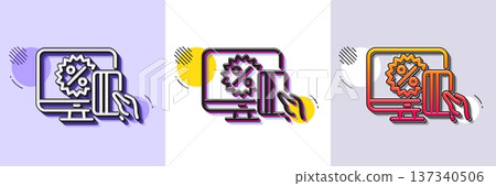 Online shopping line icon. Halftone dotted pattern. Gradient icon with grain shadow. Sale discount sign. Black friday symbol. Line online shopping icon. Various designs. Vector Online shopping line icon. Halftone dotted pattern. Gradient icon with grain shadow. Sale discount sign. Black friday symbol. Line online shopping icon. Various designs. Vector 137340506