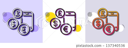 Currency rates line icon. Halftone dotted pattern. Gradient icon with grain shadow. Money exchange sign. Phone trade symbol. Line currency rate icon. Various designs. Vector Currency rates line icon. Halftone dotted pattern. Gradient icon with grain shadow. Money exchange sign. Phone trade symbol. Line currency rate icon. Various designs. Vector 137340536