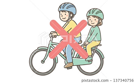Riding two people on a bicycle is prohibited! Traffic safety awareness illustration, transparent PNG 137340756