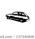 American vintage car legend black and white color. Simple car vector design with side view. Best for logo, badge, emblem, and sticker designs. 137340806