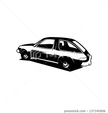 American vintage car legend black and white color. Simple car vector design with side view. Best for logo, badge, emblem, and sticker designs. American vintage car legend black and white color. Simple car vector design with side view. Best for logo, badge, emblem, and sticker designs. 137340806