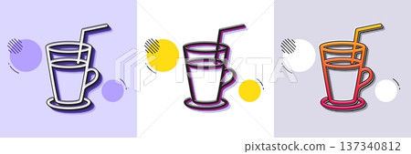 Coffee or Cocktail line icon. Halftone dotted pattern. Gradient icon with grain shadow. Fresh drink sign. Beverage symbol. Line cocktail icon. Various designs. Vector Coffee or Cocktail line icon. Halftone dotted pattern. Gradient icon with grain shadow. Fresh drink sign. Beverage symbol. Line cocktail icon. Various designs. Vector 137340812