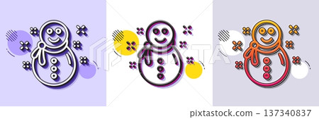 Christmas snowman line icon. Halftone dotted pattern. Gradient icon with grain shadow. New year sign. Winter holiday symbol. Line snowman icon. Various designs. Vector Christmas snowman line icon. Halftone dotted pattern. Gradient icon with grain shadow. New year sign. Winter holiday symbol. Line snowman icon. Various designs. Vector 137340837