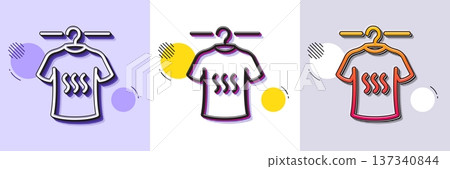 Dry t-shirt line icon. Halftone dotted pattern. Gradient icon with grain shadow. Laundry shirt sign. Clothing cleaner symbol. Line dry t-shirt icon. Various designs. Vector Dry t-shirt line icon. Halftone dotted pattern. Gradient icon with grain shadow. Laundry shirt sign. Clothing cleaner symbol. Line dry t-shirt icon. Various designs. Vector 137340844