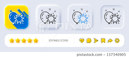 Balloon dart line icon. Neumorphic, Flat shadow, 3d buttons. Amusement park sign. Pop the balloon symbol. Line balloon dart icon. Social media icons. Vector Balloon dart line icon. Neumorphic, Flat shadow, 3d buttons. Amusement park sign. Pop the balloon symbol. Line balloon dart icon. Social media icons. Vector 137340905