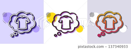 T-shirt line icon. Halftone dotted pattern. Gradient icon with grain shadow. Laundry shirt sign. Clothing speech bubble symbol. Line t-shirt icon. Various designs. Vector T-shirt line icon. Halftone dotted pattern. Gradient icon with grain shadow. Laundry shirt sign. Clothing speech bubble symbol. Line t-shirt icon. Various designs. Vector 137340933