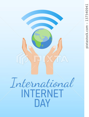 Idea for a poster, banner, flyer, or postcard for Internet Day. Flat style illustration. Idea for a poster, banner, flyer, or postcard for Internet Day. Flat style illustration. 137340941