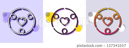 Inclusion line icon. Halftone dotted pattern. Gradient icon with grain shadow. Equity culture sign. Gender diversity symbol. Line inclusion icon. Various designs. Vector 137341037