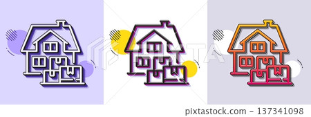 Home moving line icon. Halftone dotted pattern. Gradient icon with grain shadow. Packing things sign. Delivery service symbol. Line home moving icon. Various designs. Vector Home moving line icon. Halftone dotted pattern. Gradient icon with grain shadow. Packing things sign. Delivery service symbol. Line home moving icon. Various designs. Vector 137341098