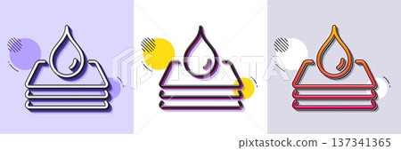 Waterproof line icon. Halftone dotted pattern. Gradient icon with grain shadow. Water resistant sign. Drop protection symbol. Line waterproof icon. Various designs. Vector Waterproof line icon. Halftone dotted pattern. Gradient icon with grain shadow. Water resistant sign. Drop protection symbol. Line waterproof icon. Various designs. Vector 137341365