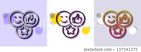 Social media likes line icon. Halftone dotted pattern. Gradient icon with grain shadow. Thumbs up sign. Positive smile feedback symbol. Line like icon. Various designs. Vector Social media likes line icon. Halftone dotted pattern. Gradient icon with grain shadow. Thumbs up sign. Positive smile feedback symbol. Line like icon. Various designs. Vector 137341375