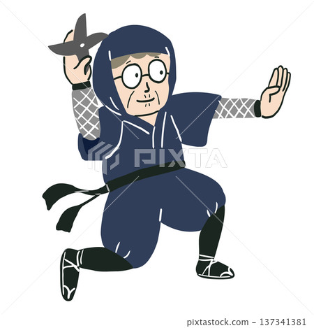 A ninja takes aim and throws a shuriken 137341381