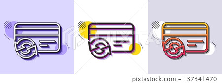 Change credit card line icon. Halftone dotted pattern. Gradient icon with grain shadow. Payment method sign. Line change card icon. Various designs. Vector Change credit card line icon. Halftone dotted pattern. Gradient icon with grain shadow. Payment method sign. Line change card icon. Various designs. Vector 137341470
