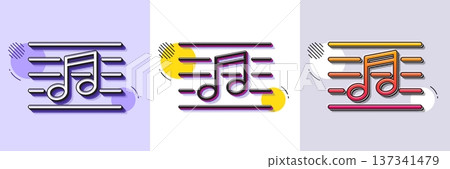 Musical note line icon. Halftone dotted pattern. Gradient icon with grain shadow. Music sign. Line musical note icon. Various designs. Vector Musical note line icon. Halftone dotted pattern. Gradient icon with grain shadow. Music sign. Line musical note icon. Various designs. Vector 137341479
