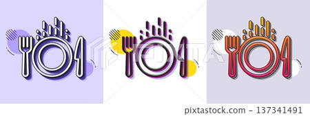 Food line icon. Halftone dotted pattern. Gradient icon with grain shadow. Cutlery sign. Fork, knife symbol. Line food icon. Various designs. Vector Food line icon. Halftone dotted pattern. Gradient icon with grain shadow. Cutlery sign. Fork, knife symbol. Line food icon. Various designs. Vector 137341491