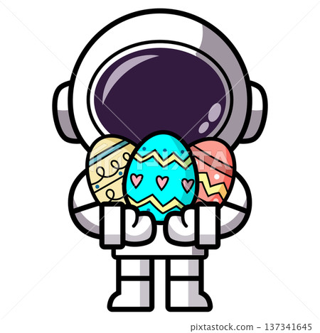 Astronaut is holding an Easter Egg 137341645