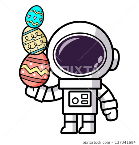 Astronaut is holding an Easter Egg 137341694