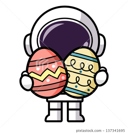 Astronaut is holding an Easter Egg 137341695