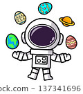 Astronaut Juggling Easter Eggs and Planets 137341696