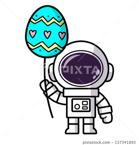 Astronaut is holding an Easter Egg Balloons 137341893
