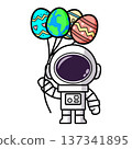 Astronaut is holding an Easter Egg Balloons 137341895