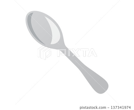 Simple, clean illustration of a silver spoon 137341974