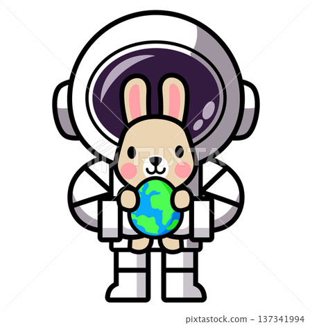 Astronaut Holding Earth with Bunny 137341994