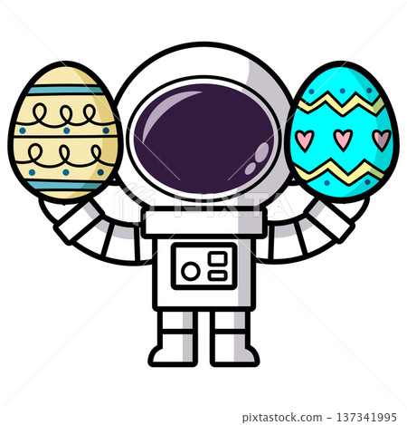 Astronaut is holding an Easter Egg Astronaut is holding an Easter Egg 137341995