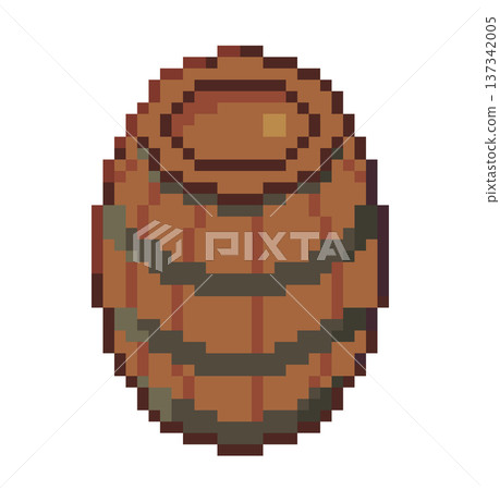 Pixel art barrel with transparent background 137342005
