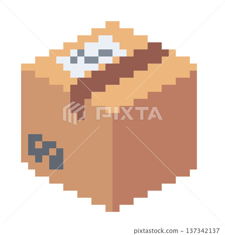 Pixel art cardboard, transparent background 137342137