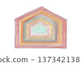 Pastel colored house shaped abstract frame background, community or residential image 137342138
