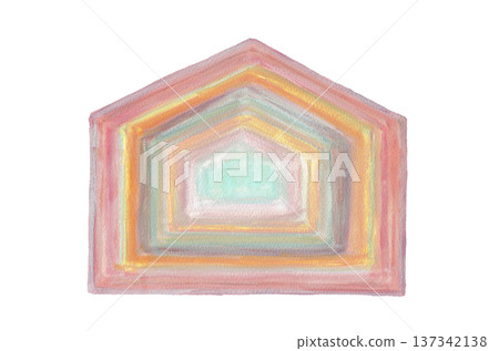 粉彩色房屋形狀抽象框架背景，社區或住宅圖像 137342138