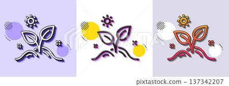 Leaves line icon. Halftone dotted pattern. Gradient icon with grain shadow. Grow plant leaf sign. Environmental care symbol. Line grow plant icon. Various designs. Vector Leaves line icon. Halftone dotted pattern. Gradient icon with grain shadow. Grow plant leaf sign. Environmental care symbol. Line grow plant icon. Various designs. Vector 137342207