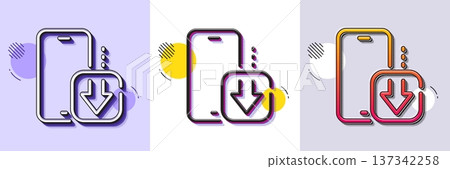 Phone download line icon. Halftone dotted pattern. Gradient icon with grain shadow. Smartphone app sign. Cellphone mobile device symbol. Line phone download icon. Various designs. Vector Phone download line icon. Halftone dotted pattern. Gradient icon with grain shadow. Smartphone app sign. Cellphone mobile device symbol. Line phone download icon. Various designs. Vector 137342258