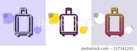 Airport baggage reclaim line icon. Halftone dotted pattern. Gradient icon with grain shadow. Airplane luggage sign. Flight checked bag symbol. Line baggage reclaim icon. Various designs. Vector Airport baggage reclaim line icon. Halftone dotted pattern. Gradient icon with grain shadow. Airplane luggage sign. Flight checked bag symbol. Line baggage reclaim icon. Various designs. Vector 137342291