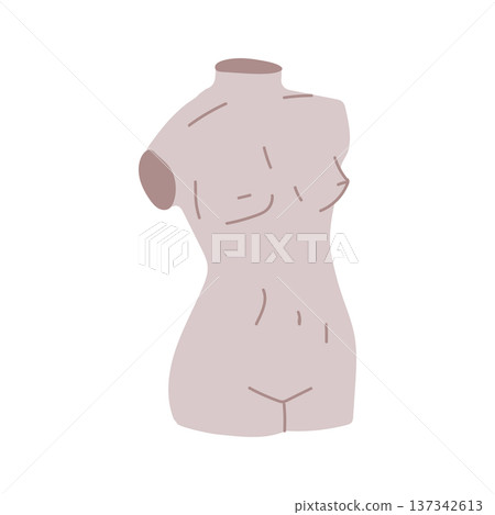 Cute illustration of a ancient Greek female torso statue. Cute illustration of a ancient Greek female torso statue. 137342613