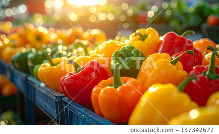 大量辣椒和甜椒粉的圖片 137342672