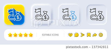 Financial goal line icon. Neumorphic, Flat shadow, 3d buttons. Money cashback sign. Investment budget symbol. Line financial goal icon. Social media icons. Vector Financial goal line icon. Neumorphic, Flat shadow, 3d buttons. Money cashback sign. Investment budget symbol. Line financial goal icon. Social media icons. Vector 137342811