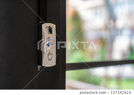 Modern Doorbell Button with Blue Indicator Light Modern Doorbell Button with Blue Indicator Light 137342814