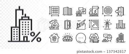 Realtor, Skyscraper buildings and Painter line icons for web app. Glare of light effect. Message icon. Pack of Open door, Sports stadium, Lighthouse pictogram icons. Vector Realtor, Skyscraper buildings and Painter line icons for web app. Glare of light effect. Message icon. Pack of Open door, Sports stadium, Lighthouse pictogram icons. Vector 137342817