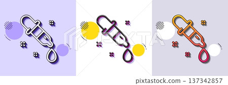 Chemistry pipette line icon. Halftone dotted pattern. Gradient icon with grain shadow. Laboratory sign. Analysis lab symbol. Line chemistry pipette icon. Various designs. Vector 137342857