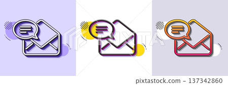 New Mail line icon. Halftone dotted pattern. Gradient icon with grain shadow. Message correspondence sign. E-mail symbol. Line new Mail icon. Various designs. Vector New Mail line icon. Halftone dotted pattern. Gradient icon with grain shadow. Message correspondence sign. E-mail symbol. Line new Mail icon. Various designs. Vector 137342860