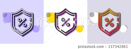 Loan percent line icon. Halftone dotted pattern. Gradient icon with grain shadow. Protection shield sign. Credit percentage symbol. Line loan percent icon. Various designs. Vector Loan percent line icon. Halftone dotted pattern. Gradient icon with grain shadow. Protection shield sign. Credit percentage symbol. Line loan percent icon. Various designs. Vector 137342861