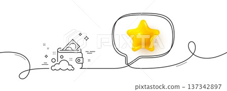 Launder money line icon. Continuous line with 3d star. Cash corruption sign. Tax avoidance symbol. 3d star in speech bubble. Launder money single line ribbon. Loop curve pattern. Vector Launder money line icon. Continuous line with 3d star. Cash corruption sign. Tax avoidance symbol. 3d star in speech bubble. Launder money single line ribbon. Loop curve pattern. Vector 137342897