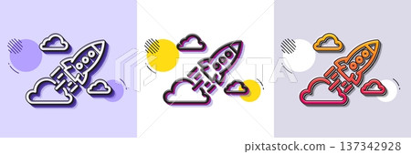 Startup rocket line icon. Halftone dotted pattern. Gradient icon with grain shadow. Launch Project sign. Innovation symbol. Line startup rocket icon. Various designs. Vector Startup rocket line icon. Halftone dotted pattern. Gradient icon with grain shadow. Launch Project sign. Innovation symbol. Line startup rocket icon. Various designs. Vector 137342928