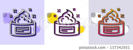 Skin cream line icon. Halftone dotted pattern. Gradient icon with grain shadow. Face care sign. Gel or Lotion symbol. Line skin cream icon. Various designs. Vector 137342931