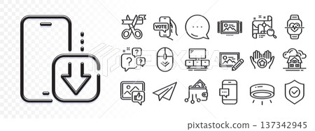 Search map, Scroll down and Online voting line icons for web app. Glare of light effect. Message icon. Pack of Cut ribbon, Digital wallet, Paper plane pictogram icons. Vector Search map, Scroll down and Online voting line icons for web app. Glare of light effect. Message icon. Pack of Cut ribbon, Digital wallet, Paper plane pictogram icons. Vector 137342945