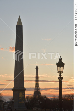 A view of Paris from the Place de la Concorde at sunset, photographed on March 2, 2026. 137343106
