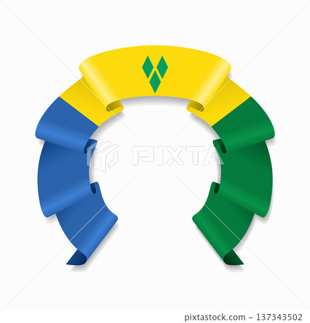 Saint Vincent and the Grenadines flag circular wavy ribbon, ideal for patriotic design themes. Vector illustration. Saint Vincent and the Grenadines flag circular wavy ribbon, ideal for patriotic design themes. Vector illustration. 137343502