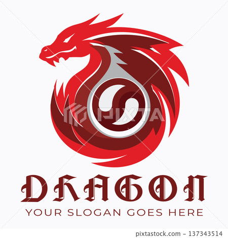 A dragon logo represents strength power. 137343514